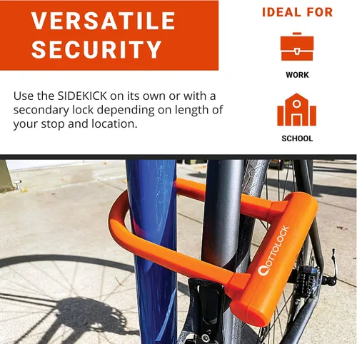Vista 3 de OTTOLOCK Sidekick Compact U-Lock Candado de bicicleta ligero recubierto de silicona (negro) candados para bicicleta