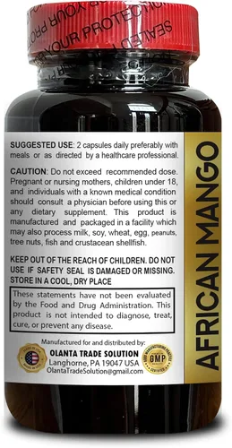 Vista 3 de Suplemento de extracto de mango africano, Irvingia Gabonensis, 60 cápsulas