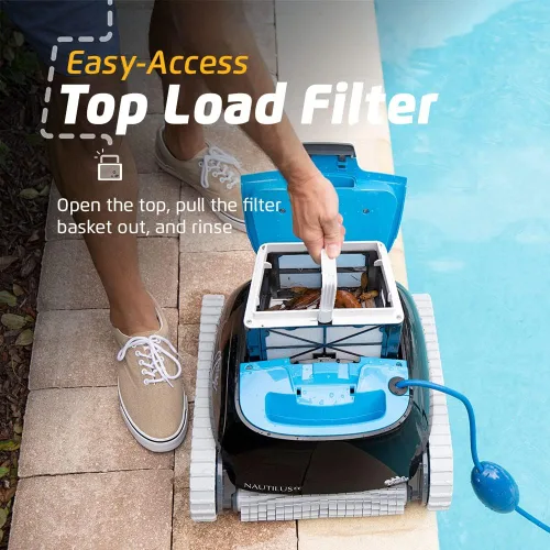 Vista 16 de Dolphin E10 - Aspiradora robótica automática para piscina, cepillo de limpieza activo, acceso a filtros de carga superior, ideal para piscinas sobre