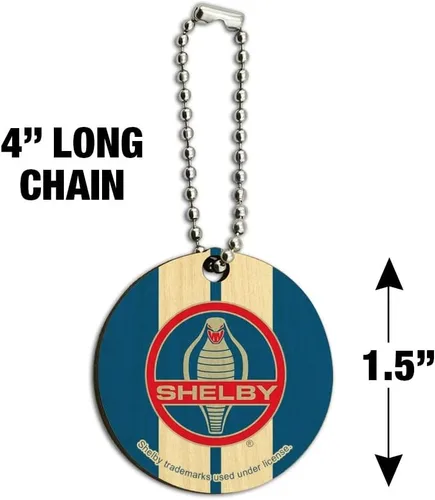 Vista 3 de Shelby Cobra Vintage Logo Wood Wooden Round Keychain Key Chain Ring
