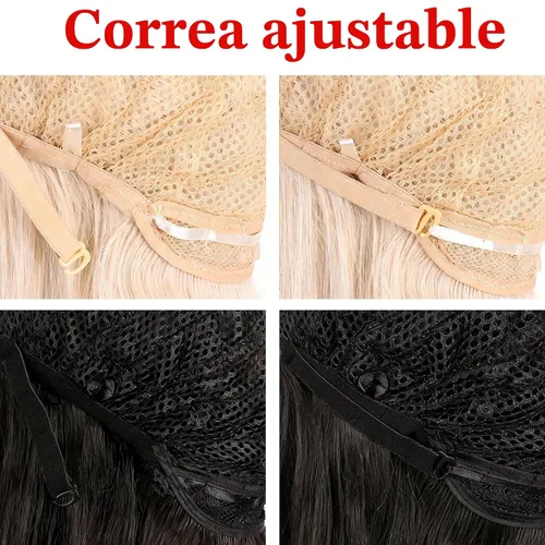 Vista 4 de MapofBeauty - Encantadora peluca larga y rizada para mujer, 28 pulgadas (70 cm), negro