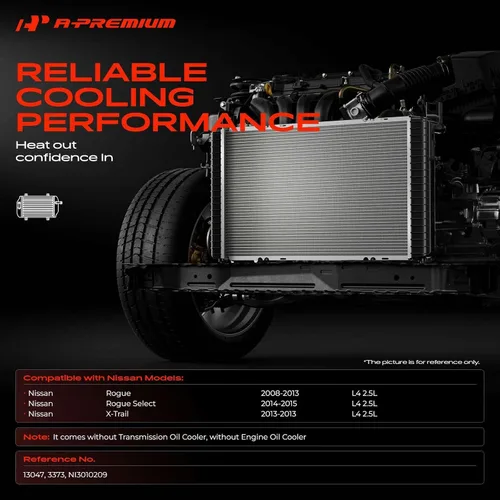 Vista 2 de A-Premium Conjunto de radiador de refrigerante del motor compatible con Nissan Rogue 2008-2013, Rogue Select 2014-2015, X-Trail 2013, L4 2.5L