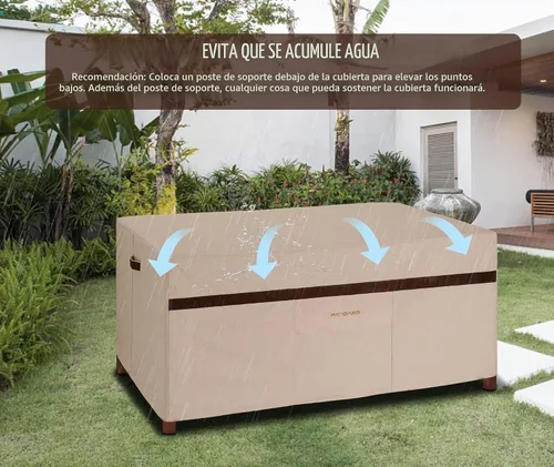 Vista 5 de Funda para Juego de Mesa y Sillas de Patio Rectangular 109" de Largo, Fundas Impermeables para Muebles de Exterior 600D, Duraderas, Resistente a