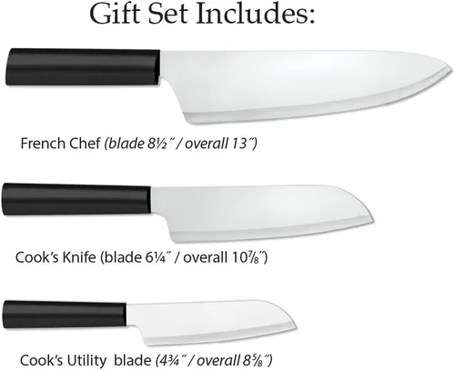 Vista 2 de Rada Cutlery Chef Select Set de regalo (G257), juego de cuchillos de 3 piezas, cuchillas de acero inoxidable, mango negro