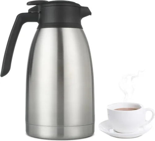 Vista 9 de Heritage66 Jarra térmica de café de 2L con cepillo de limpieza, servidor de acero inoxidable aislado al vacío de triple pared, mantiene las bebidas