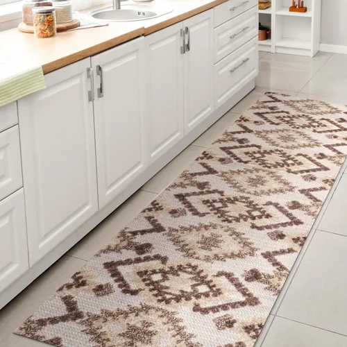 Vista 8 de JONATHAN Y Alfombra de pasillo Kilim Diamante Neutro para interiores y exteriores, 2 x 8 pies, color beige/gris, Sumak pelo alto y bajo para patio