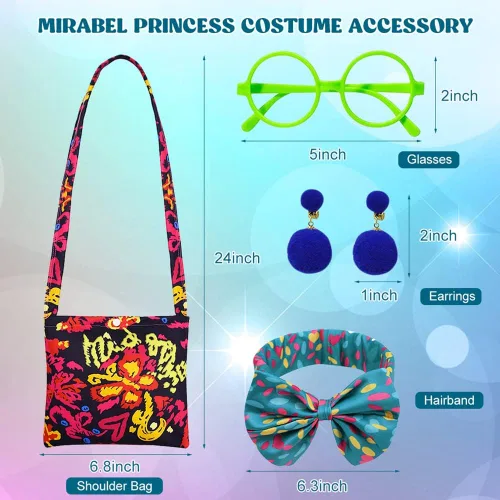 Vista 2 de TOLOYE Vestido de Encanto para niñas, disfraz de Mirabel, princesa Isabella, ropa con accesorios para fiesta de cumpleaños, cosplay