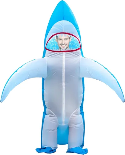Vista 5 de Disfraz inflable de tiburón para adulto, divertido disfraz inflable tridimensional, accesorios de fiesta de disfraces, Halloween, Navidad