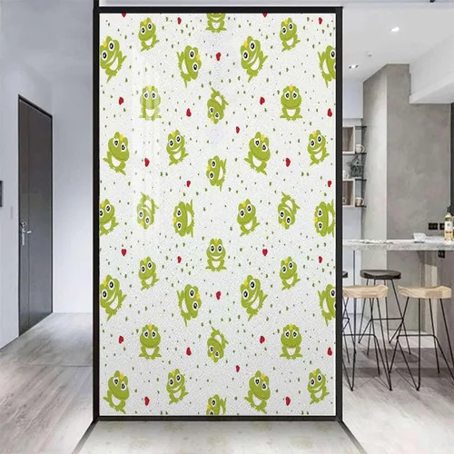 Vista 10 de Película de vidrio esmerilado marrón y verde para ventanas y puertas, actividad de panda África, película ecológica para ventana de fotos, bloqueo