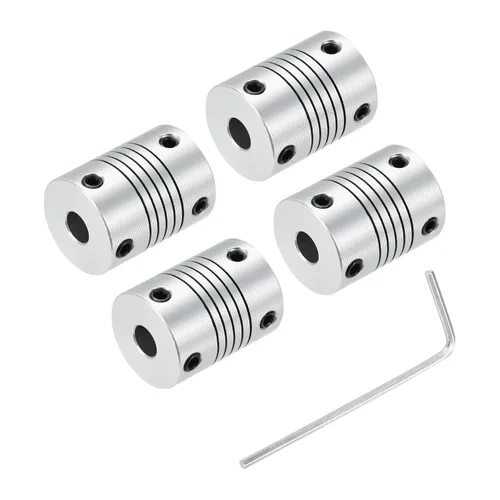 Vista 20 de uxcell 4 piezas de acoplamiento de eje de aleación de aluminio de 0.157 in a 0.157 in, acoplador flexible L25xD19, conector de junta de motor paso a