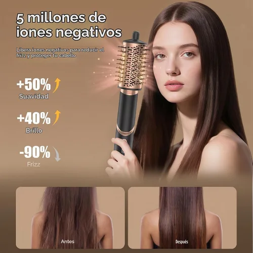 Vista 4 de 8-in-1 Hot Air Styler & Blow Dryer Brush, Ionic Auto-Wrap Curler for Volume
