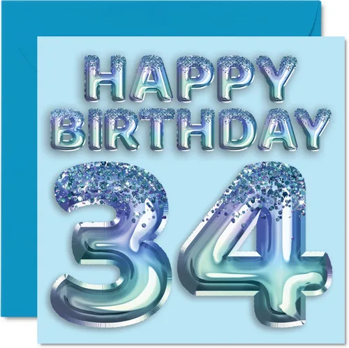 Vista 90 de Stuff4 Tarjeta de primer cumpleaños para niños, globo de fiesta con purpurina azul, tarjetas de feliz cumpleaños para niño de 1 año, nieto, hijo, 57