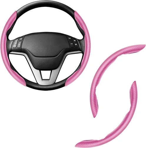 Vista 7 de Amiss 3 piezas de cubierta de volante de fibra de carbono antideslizante, diseño de mariposa impermeable y segmentado, protector de rueda para Negro