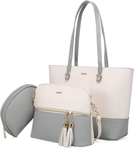 Vista 8 de LOVEVOOK Bolsos de mano para mujeres, bolsos de hombro, bolso tote, bolso satchel, bolso hobo, conjunto de bolso de 3 piezas