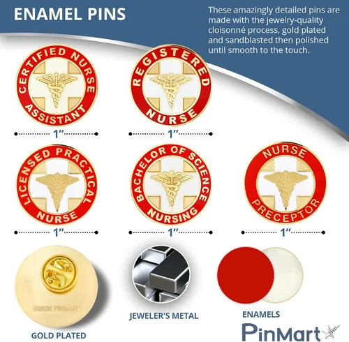 Vista 5 de PinMart's Red Caduceus Nursing Lapel Pin