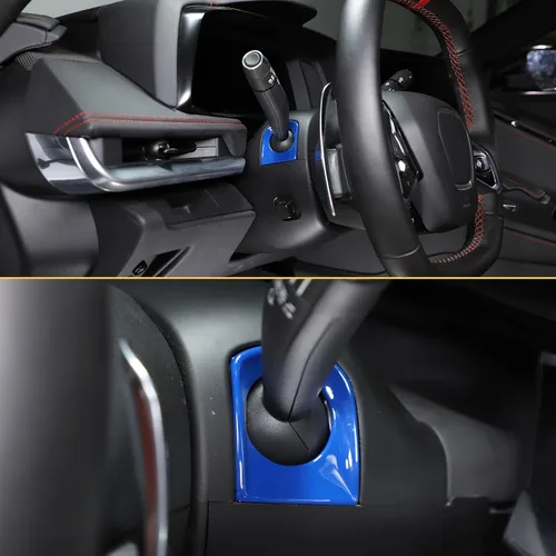 Vista 7 de Cubierta para base de barra de dirección, cubierta decorativa compatible con Chevrolet Corvette C8 2020 2021 2022 2023, plástico ABS para volante