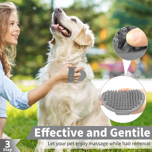 Vista 4 de Comotech 6 piezas: cepillo de baño para perros y cepillo de dientes para perros Cepillo de champú y estropajo con mango ajustable para perros