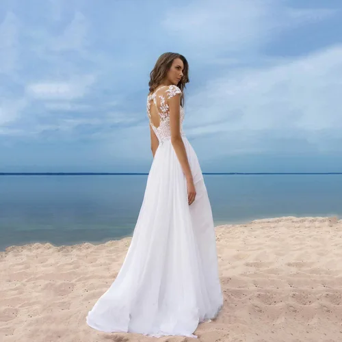 Vista 5 de Vestidos de novia para mujer, talla grande, vestido de novia para playa, boda, encaje, bohemio, suelto, acampanado, formal, vestido de noche