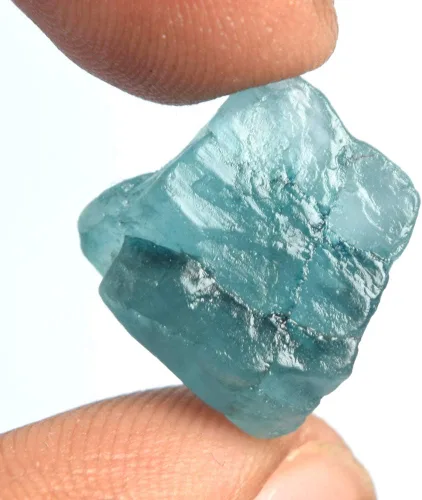 Vista 3 de GEMHUB Aguamarina azul celeste crudo de 11.75 quilates de grado superior de aguamarina en bruto natural, cristal curativo, Gema, Brasil - Aguamarina