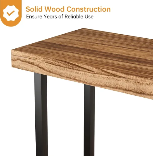 Vista 10 de Acovy Mesa consola industrial de madera maciza, mesa de entrada de 2 niveles con estantes de almacenamiento, mesa de sofá estrecha para sala