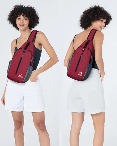 Vista 88 de Waterfly - Mochila cruzada tipo bandolera para viajes y caminatas, bolsa de pecho, Gris, talla única