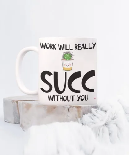 Vista 3 de ODDITEES Taza de café divertida con texto en inglés «Work Will Really Succ Without You», 11 onzas, color blanco