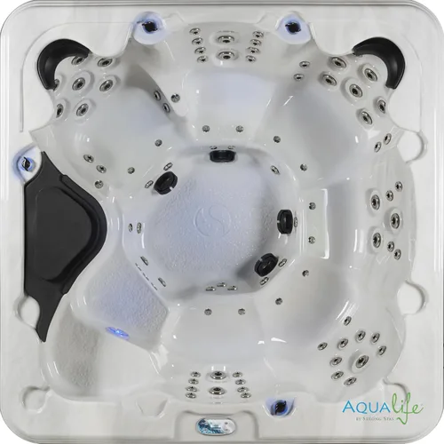 Vista 2 de Bañera de Hidromasaje AquaLife Serie Select® de 7 Personas con 100 Chorros de Acrílico, sin Asiento, con Ozonizador y Escalones