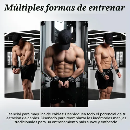 Vista 5 de Wrist Cuffs with D-Ring, Wrist Wraps for Weightlifting with Neoprene Padding, Wrist Straps for Cable Machines Negro brillante