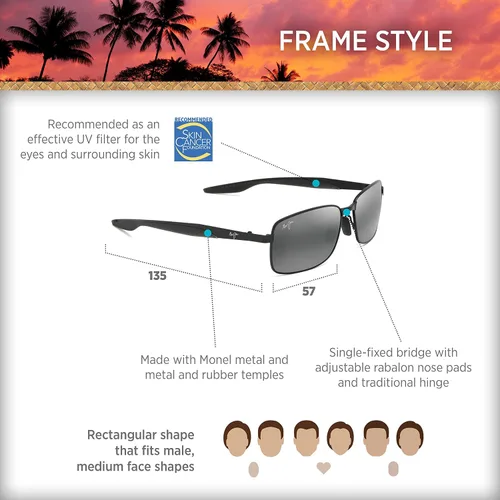 Vista 8 de Maui Jim Gafas de sol rectangulares polarizadas Shoal para hombre