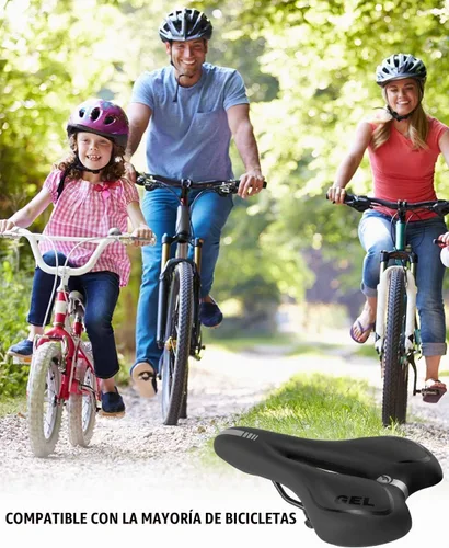 Vista 6 de MSDADA Asiento de bicicleta de gel, sillín de bicicleta para hombres y mujeres, asiento de bicicleta impermeable, cómodo y suave cojín para Negro