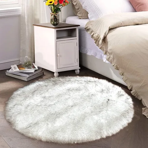 Vista 37 de Latepis - Alfombra rectangular de piel sintética tipo lana de oveja suave y esponjosa de estilo bohemio para sala de estar, dormitorio y residencias