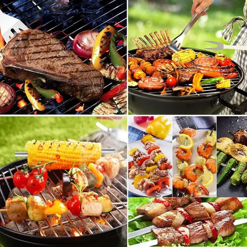 Vista 3 de Kit de accesorios para barbacoa, juego de 20 herramientas de parrilla de barbacoa de acero inoxidable para ahumador, camping, barbacoa, utensilios