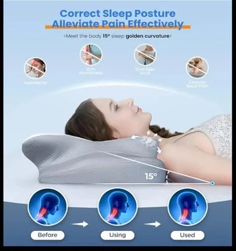 Vista 4 de Almohada cervical para el cuello para aliviar el dolor, almohada ergonómica para dormir de lado para apoyar el cuello, almohadas refrescantes