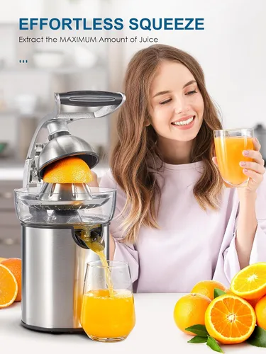 Vista 8 de QCen 800W Juicer Machine Metallic Black y Electric Citrus Juicer Exprimidor Paquete