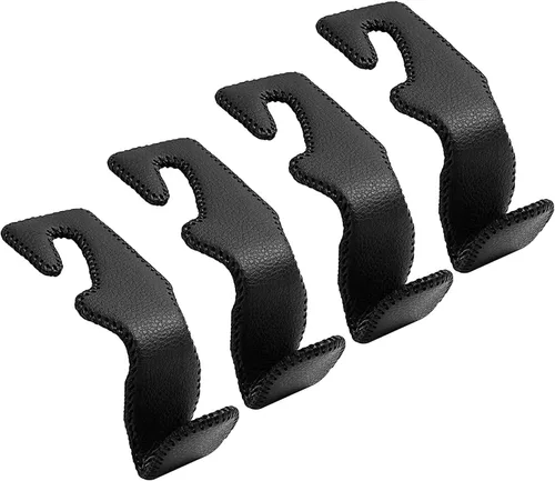 Vista 12 de Gancho para bolso de automóvil, reposacabezas de asiento trasero, perchas de cuero auténtico, accesorio organizador de vehículos duradero