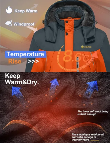 Vista 5 de GEMYSE chaqueta de esquí para hombre impermeable rompevientos para la nieve