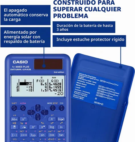 Vista 4 de Casio fx-300ES Plus 2ª Edición – Calculadora científica estándar 262 funciones, pantalla Natural Textbook Display℠ Ideal para matemáticas de Azul