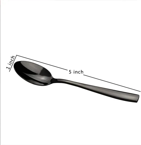 Vista 3 de Teyyvn Juego de 8 cucharas de café de acero inoxidable negro, juego de cucharas de café Demitasse Cucharas Demitasse de 5 pulgadas, acabado
