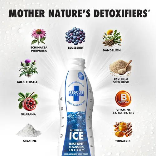 Vista 5 de Rescue Detox ICE - Sabor a arándano Máxima fuerza (32 onzas) (17 onzas, arándano)