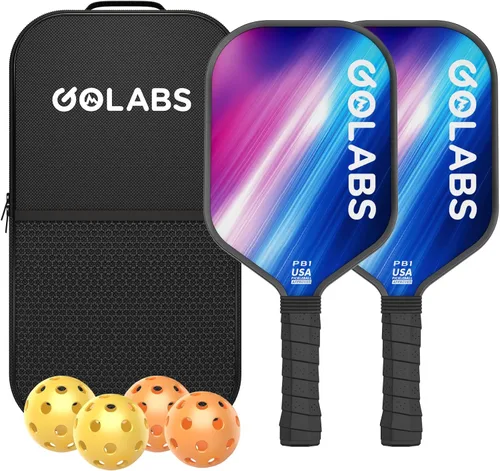 Vista 10 de Golabs Pickleball Paddles Set of 2,Fiberglass USAPA Approved 16mm Thickness 8oz Lightweight, 5.51" Comfort Anti-Slip Elongated Grip Increased