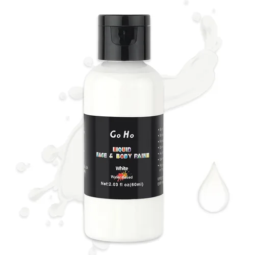 Vista 19 de Go Ho Pintura facial y corporal negra líquida (2.1 onzas), maquillaje negro a base de agua y pintura corporal para aerógrafo maquillaje especial FX