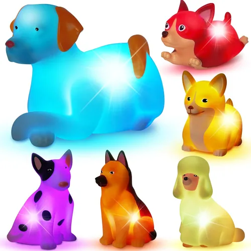 Vista 10 de Juguetes de baño para niños pequeños de 1 a 3: 6 piezas de juguetes de baño de animales de granja iluminados, juguetes de baño para bebés, juguete