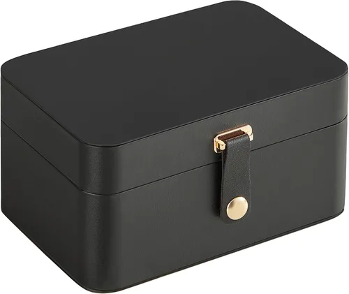 Vista 7 de SONGMICS Joyero de viaje, organizador de joyas de 2 capas, 4.3 x 6.3 x 3.1 pulgadas, portátil, versátil almacenamiento de aretes, para accesorios
