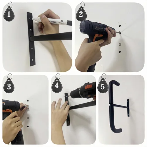 Vista 4 de Ganchos de almacenamiento de garaje, estante de techo doble resistente para escaleras de madera, bicicletas, neumáticos y otros artículos