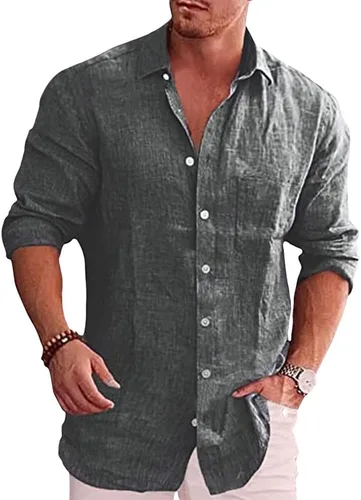 Vista 8 de domirica Camisa de manga larga con botones para hombre, étnica 2025, para verano, hawaiana, playa, casual, vintage, novedosa, ligera