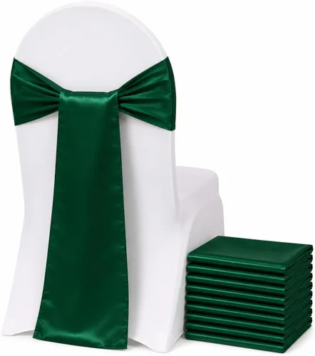 Vista 27 de Bandas de satén para silla, elegantes de alta calidad, 6 x 108 pulgadas, perfectas para bodas, fiestas y eventos