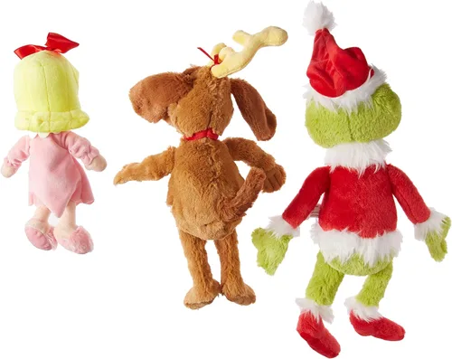 Vista 2 de Aurora World Dr. Seuss Cindy Lou Who 12 pulgadas, Grinch Santa 19 pulgadas y His Dog Max 18 pulgadas - Juego especial de 3 juguetes de peluche