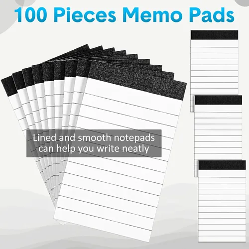 Vista 4 de PerKoop Paquete de 100 blocs de notas pequeños de 3 x 5 pulgadas, mini bloc de notas legales con 30 hojas de repuesto para tomar notas, suministros