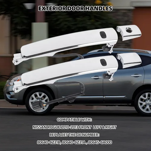 Vista 2 de Dasbecan 2 piezas de manija de puerta delantera exterior inteligente de entrada sin llave cromada compatible con Nissan Rogue 2010-2013, lado