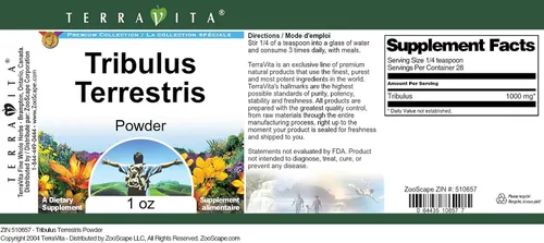 Vista 4 de Tribulus Terrestris Polvo (1 oz, ZIN: 510657)